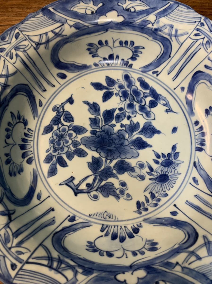 ZYY0011唐物 古染付 中国 明時代 芙蓉手青花花卉紋染付