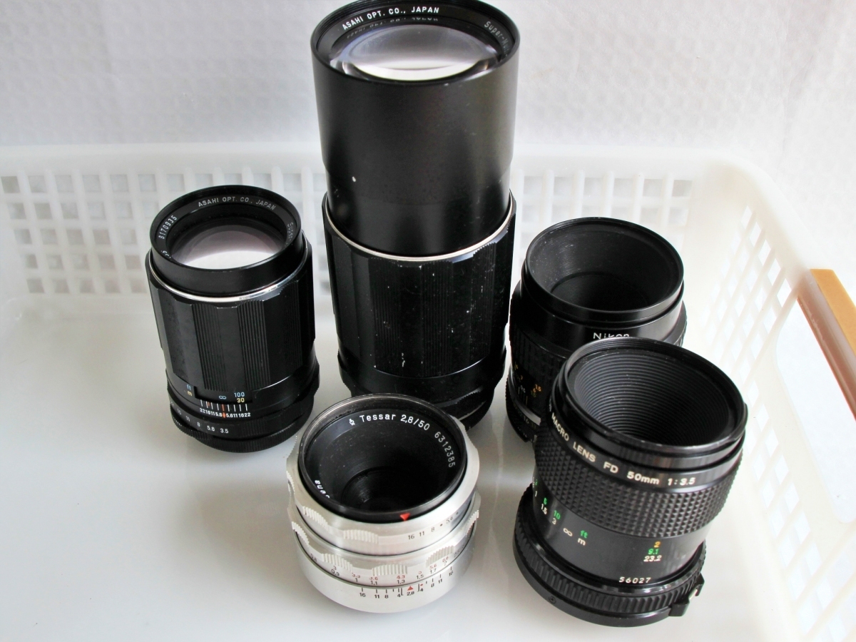 レンズ 5本セット まとめ売り ジャンク扱い ジャンク1円～】レンズいろいろ 単焦点レンズ 5本 nikon canon Carl