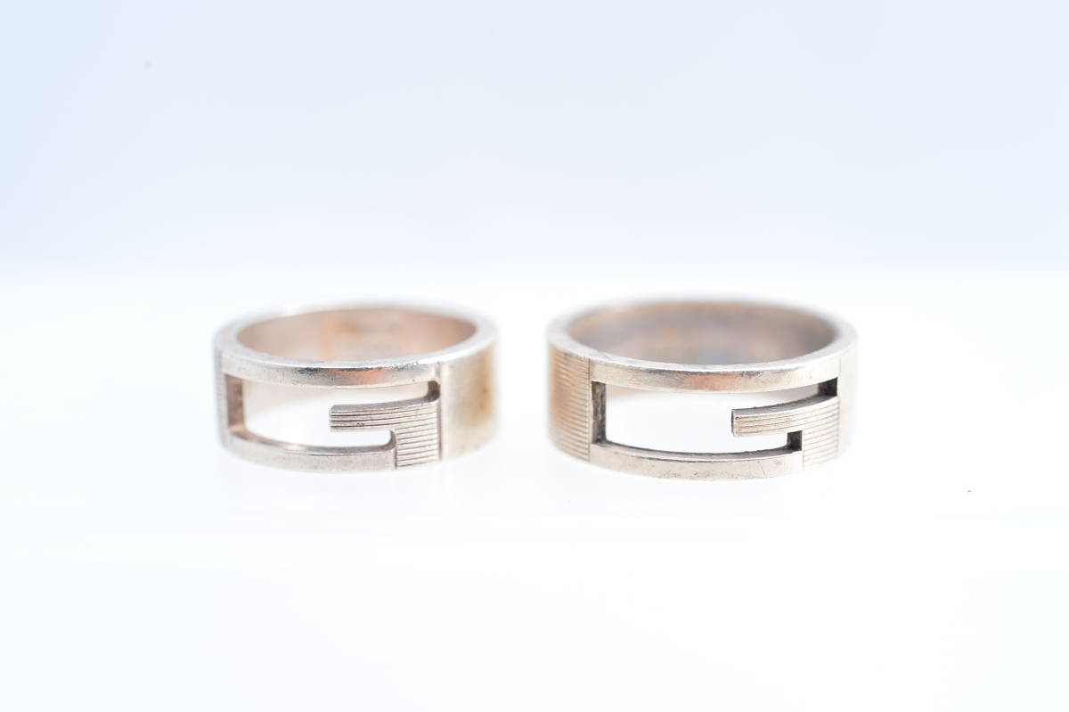 5642 GUCCI Ag925 Sv925 Gリング ペアリング 22号 17号 グッチ GUCCI