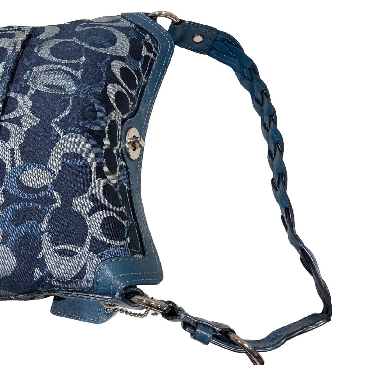 COACH コーチ シグネチャー柄 ショルダーバッグ ジャガード レザー 