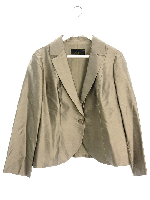 レリアン Leilian タッサー シルク テーラード ジャケット 13+ 大きいサイズ ベージュ系 アウター 上着 レディース