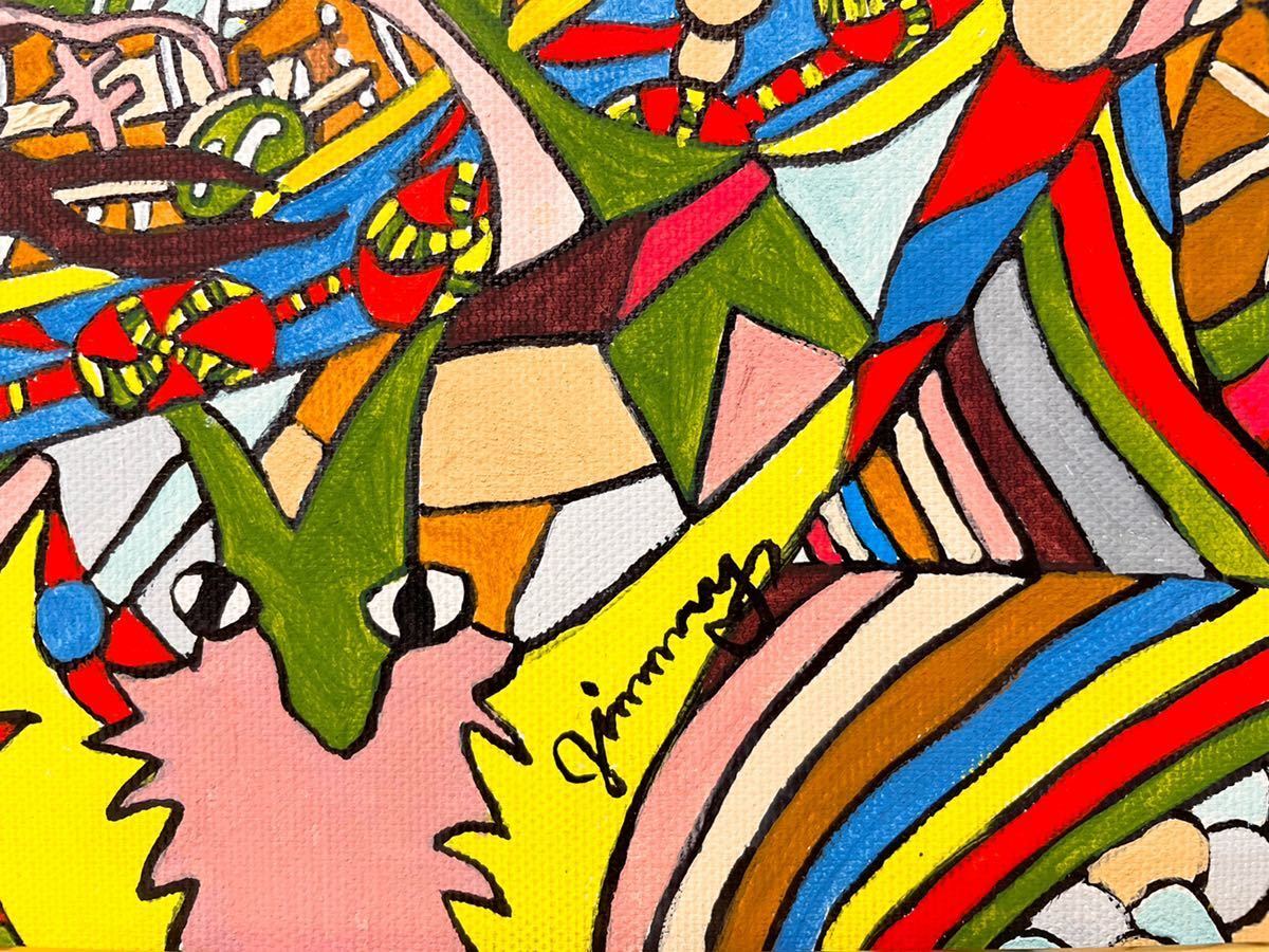 絵画　額付き　 ジミー大西　 F8 【抽象画　】手描き F8号】手描き作品：ジミー大西：模写【ウインク】1999年：人気作品