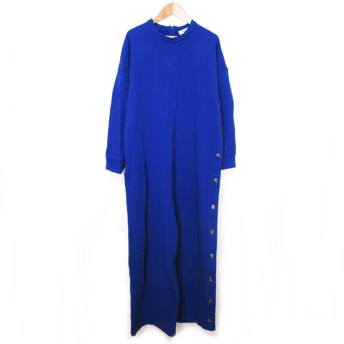 美品 2022SS ENFOLD エンフォルド コットン 長袖 スウェット オールインワン 36 青 ブルー