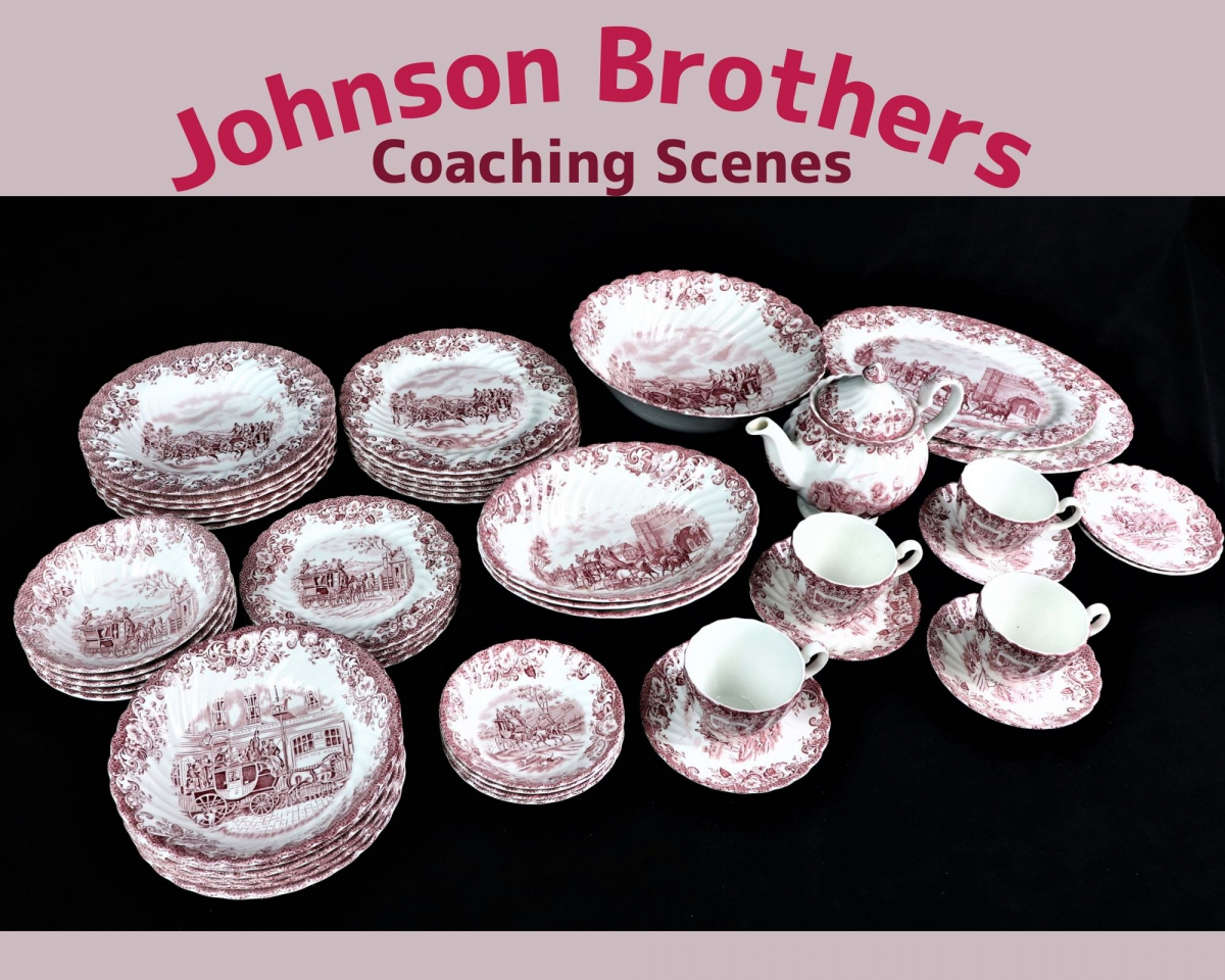 Johnson Coaching Brothers Scenes ⁄ Bros Blue Dinnerware - China
