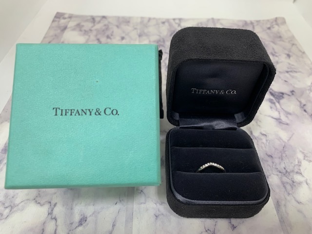 ☆　1円スタート☆TIFFANY＆Co. ティファニー Pt950×ダイヤモンド カーブバンドリング　リング　約8号位　◆15148