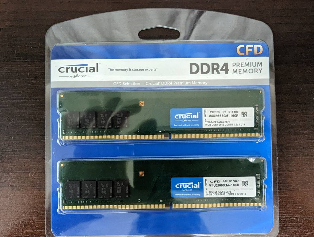 デスクトップPC Crucial DDR4-2666 メモリ32GB（16GB×2）