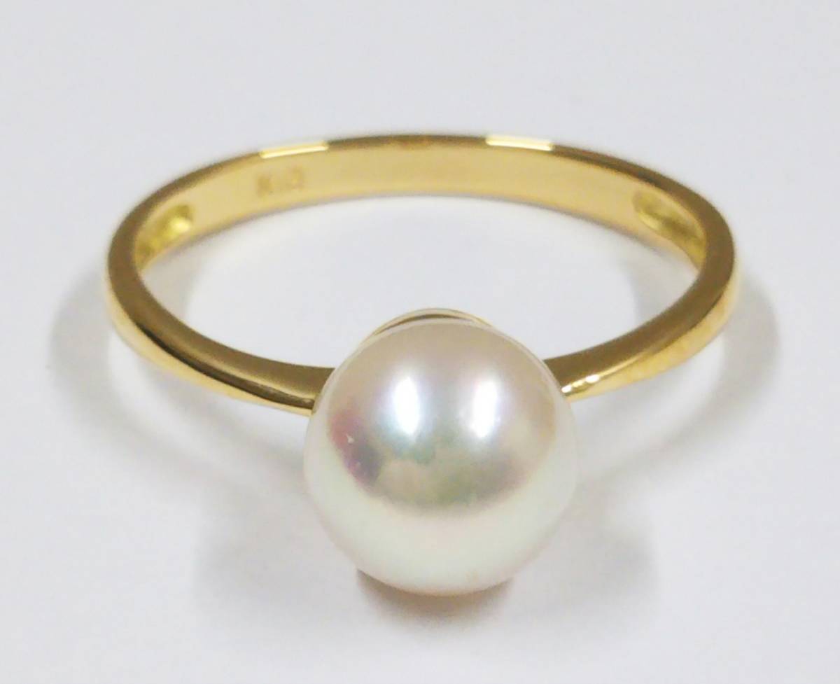 【クリーニング済】K18 ゴールド リング 総重量約1.7g 約10号 白石 指輪