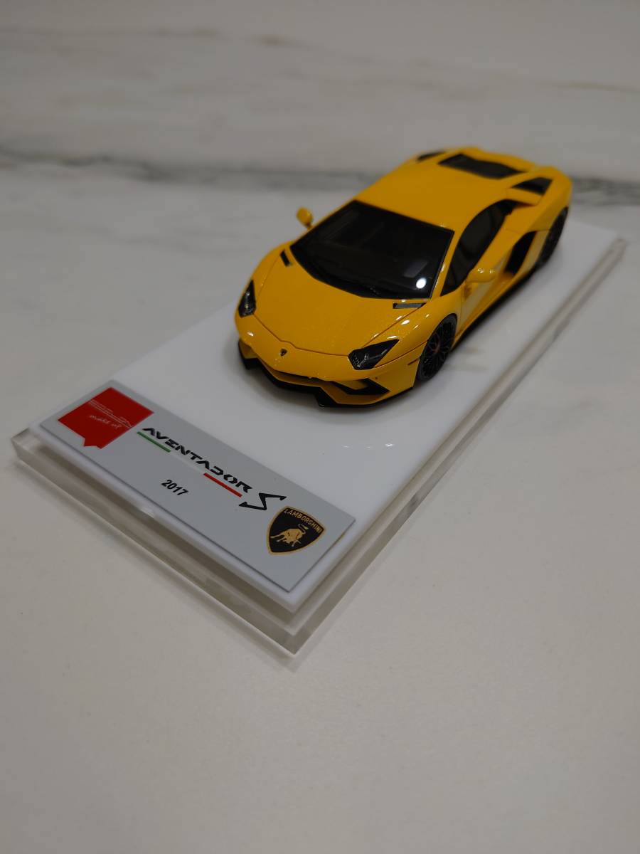 ■メイクアップ 1/43 ランボルギーニ アヴェンタドールS 2017 センターロックホイールver. パールイエロー■