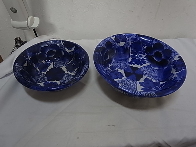 優良古物 時代物 染付 深鉢 大小 ベロ藍? 工芸品 陶磁一般