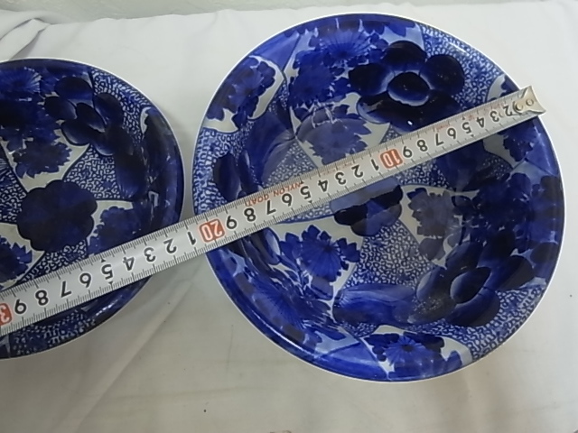 優良古物 時代物 染付 深鉢 大小 ベロ藍? 工芸品 陶磁一般