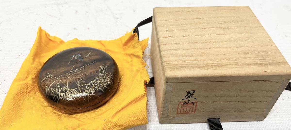 神代杉鈴虫蒔絵 色紙香合 中林星山 茶道具 Y107