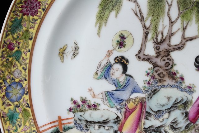 1965年ロンドンMARCHANTより入手 来歴有 大清嘉慶年製 細密画 粉彩皿