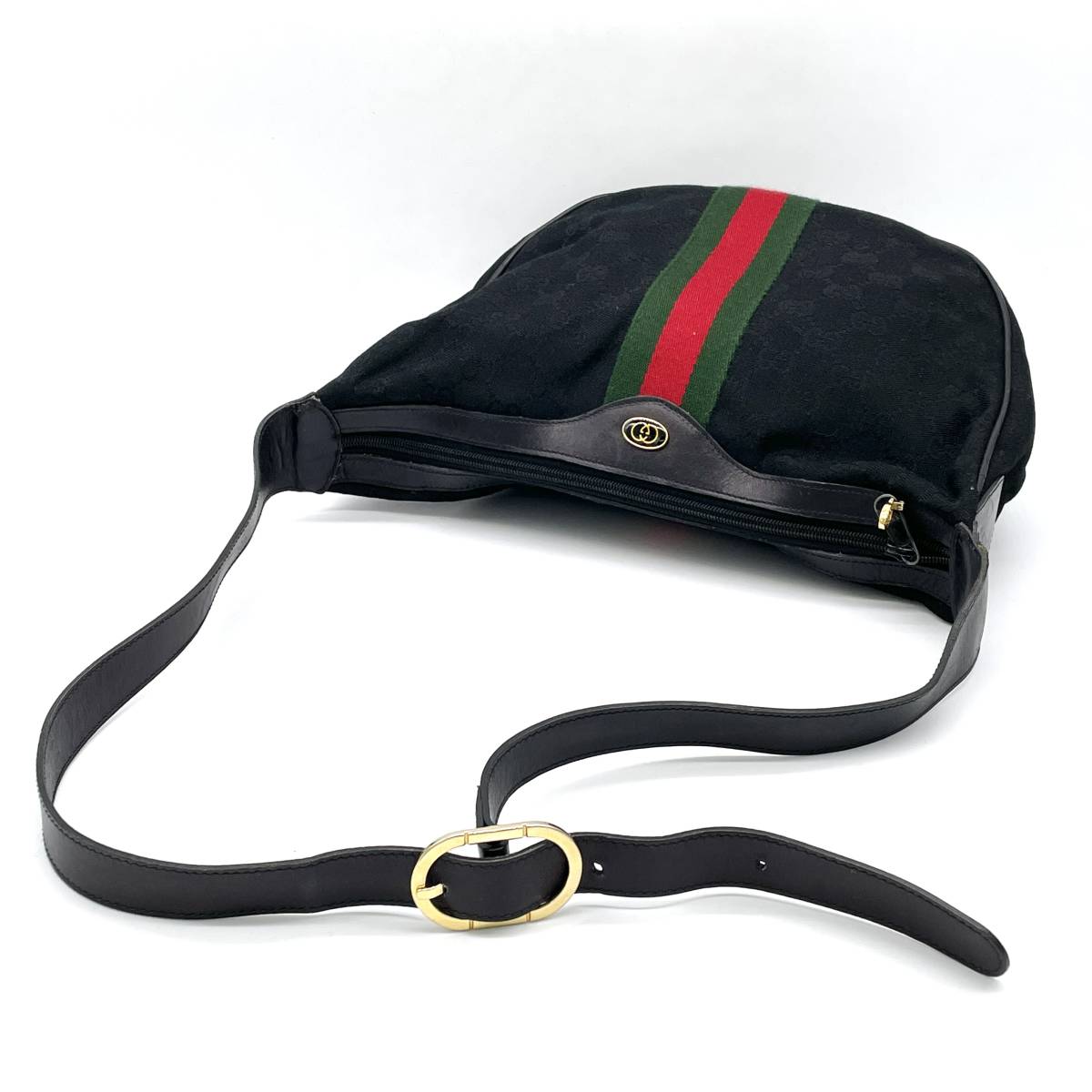 良品 GUCCI シェリーライン GGキャンバス レザー ウエストポーチ 