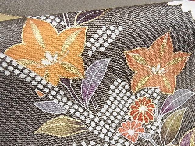 着物屋こころ■訪問着　駒刺繍　草花文　金彩　着丈158.5cm　裄丈64.5cm　正絹　逸品　B-fe3571 金彩 暈し染め 駒刺繍 平和屋-こころ店□訪問着 158.5cm 竹屋