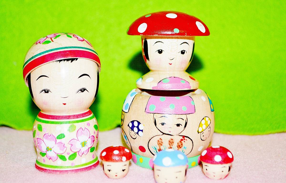 定番，正規品 ５ 志田 菊宏 ２体 エジコ ８，５ｃｍ 入れ子３体 １，５ｃｍ 他 帽子付きサイズ ７ｃｍ(こけし)｜売買されたオークション情報、yahooの商品情報をアーカイブ公開 - オークファン こけし