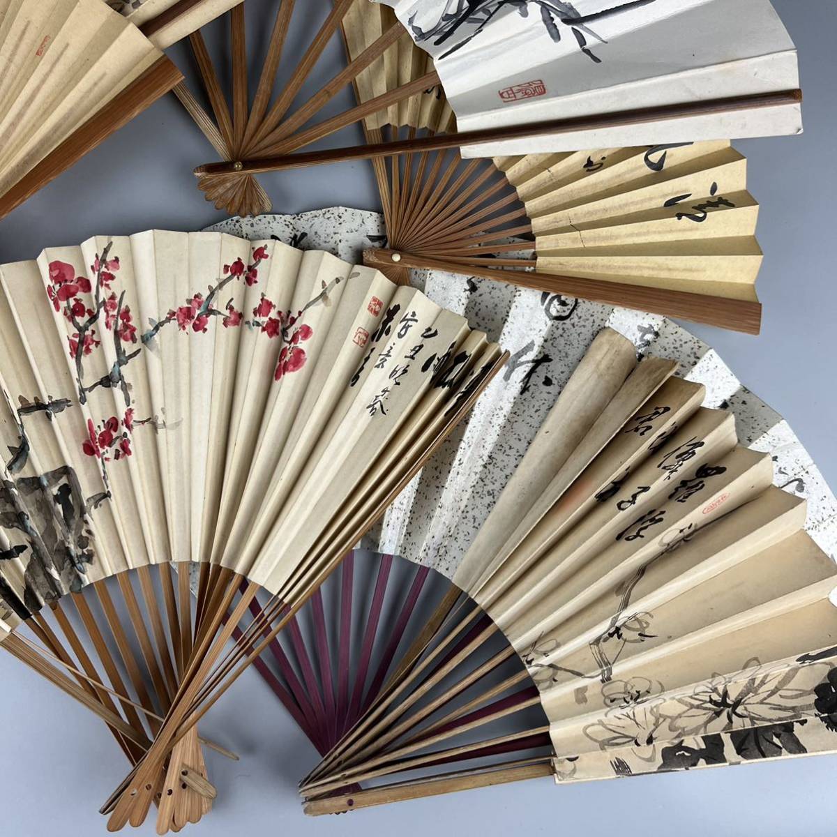 書道 扇子 在銘 いろいろ まとめて 中国美術 アンティーク書 水墨画