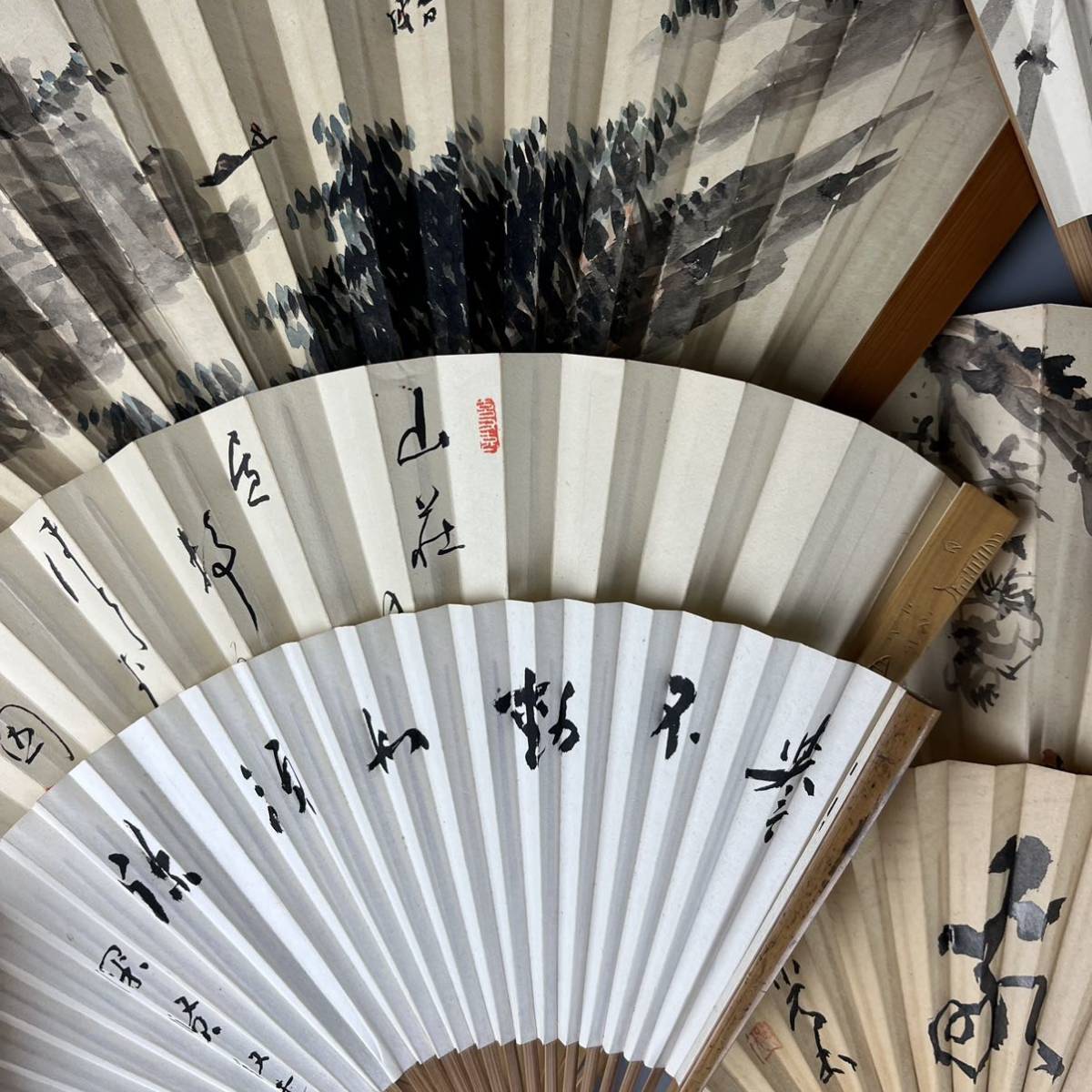 紙扇子 中国美術 書道 乙丑年作 楓橋夜泊 中国古玩 「中国扇子」