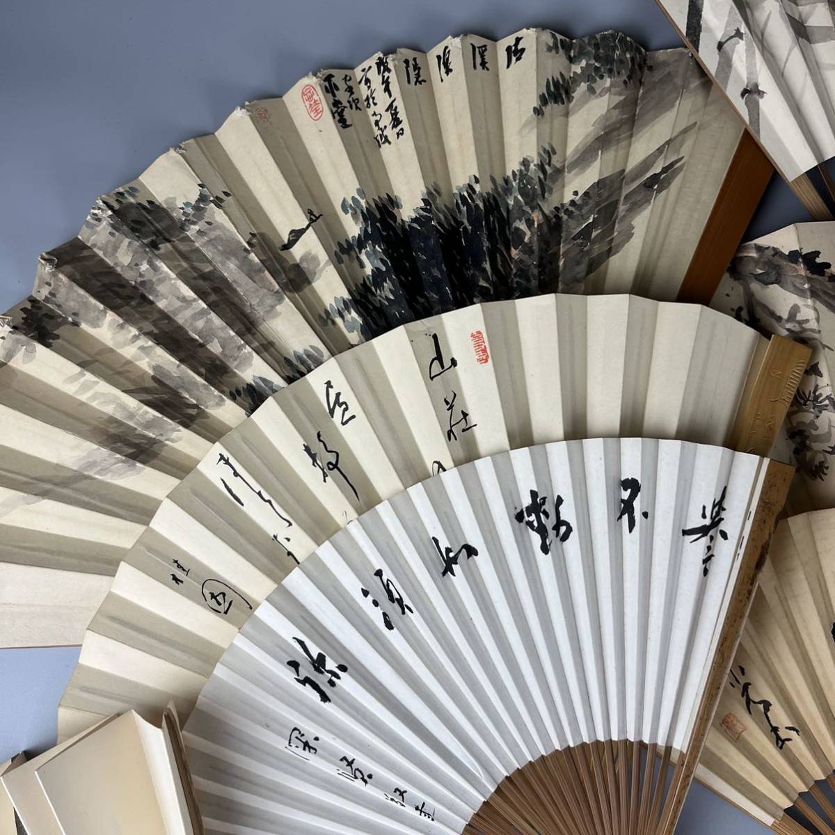 書道 扇子 在銘 いろいろ まとめて 中国美術 アンティーク書 水墨画