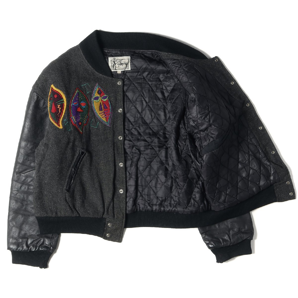 STUSSY ステューシー ゾウリムシ 袖レザー メルトン スタジャン USA製 