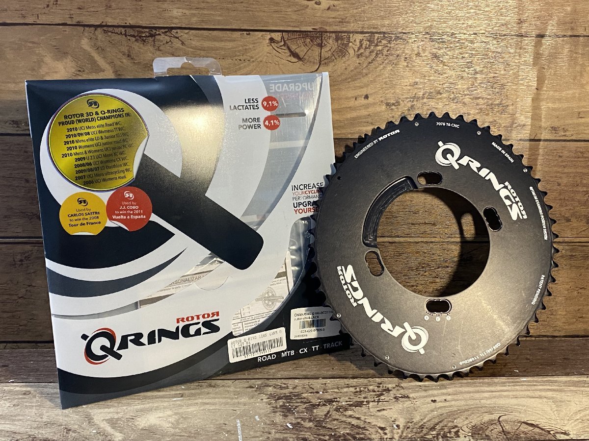 FY128 ローター ROTOR Q-RING 楕円 チェーンリング PCD110 4ARM 54T 黒 シマノ9000系用