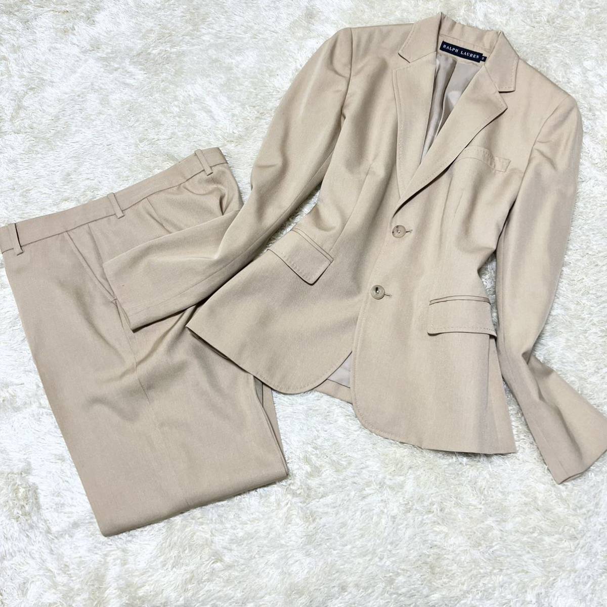 【限定セール，豊富な】 ラルフローレン 上品際立つシルク混 RalphLauren パンツスーツ スーツ 上下 テーラードジャケット ジャケット パンツ ママ セットアップ(パンツスーツ一般)｜売買されたオークション情報、yahoo パンツスーツ一般