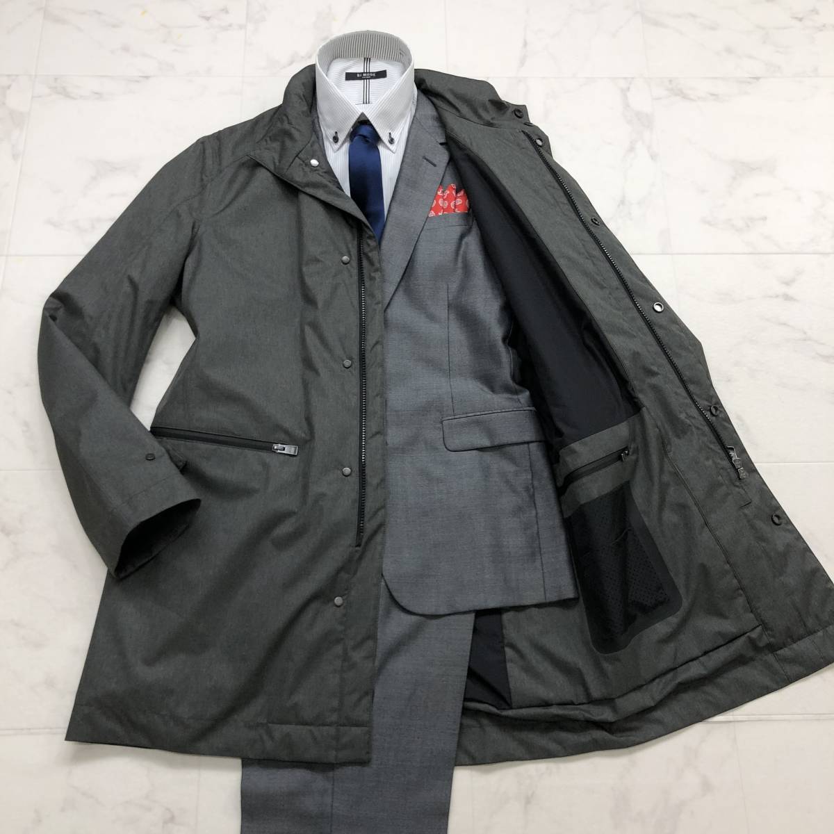 得価，セール 大人の品格漂う ヒューゴボス HUGO BOSS スタンドカラーコート メンズ L 冬 ジップアップ アウター トレンド 収納フード ビジネス P51(Lサイズ)｜売買されたオークション情報、yahooの商品情報を Lサイズ