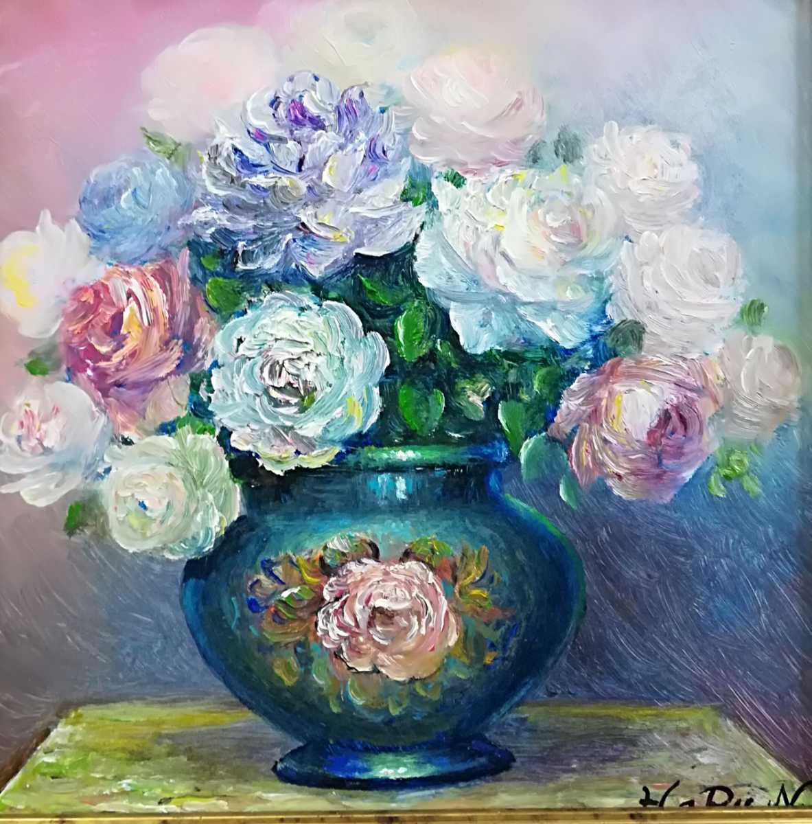 画家haru 新作[薔薇]真作、原画、一点物です、静物画。 【公式通販】