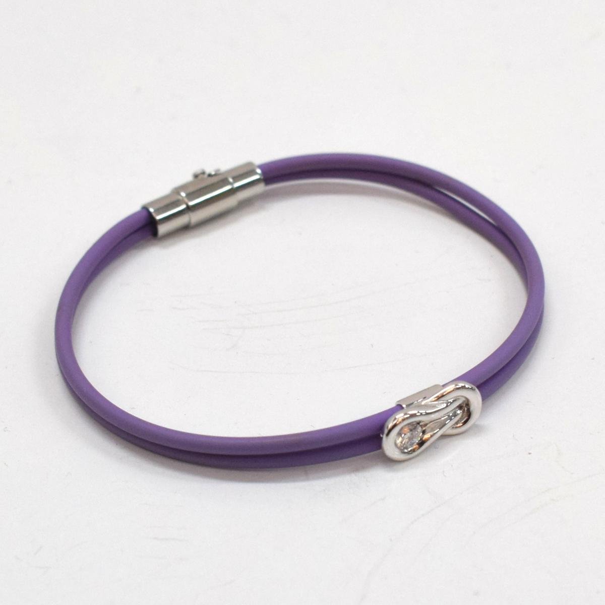 FOREVERMARK K18WG エンコルディア ダイアモンド0.17ct コードブレスレット パープル [H205163]
