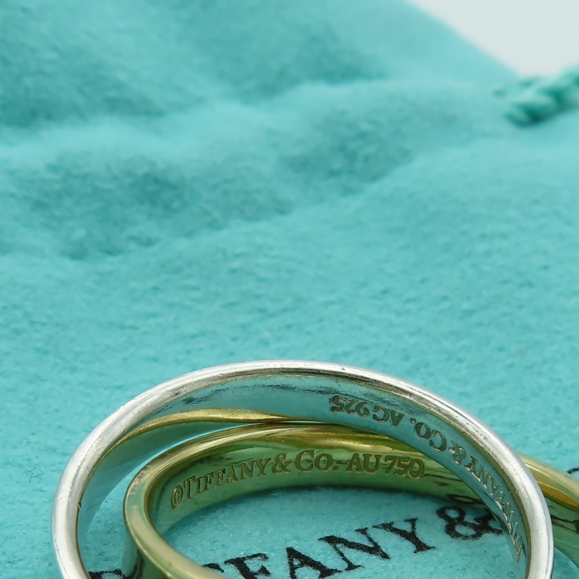 希少 美品 Tiffany&Co. ティファニー 1837 ダブル ゴールド シルバー ラージサイズ リング 17号 Ag925 SV 750 K18 指輪 UU74