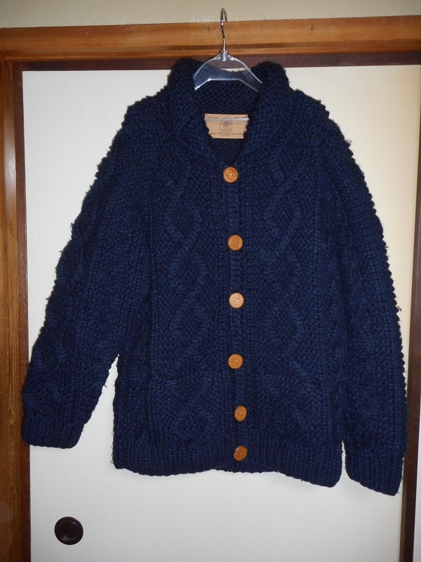 カナディアンセーターカンパニー カーディガン カウチン ケーブル編み無地ネイビー カナダ製 CANADIAN SWEATER COMPANY LTD.(カナディアンセーター
