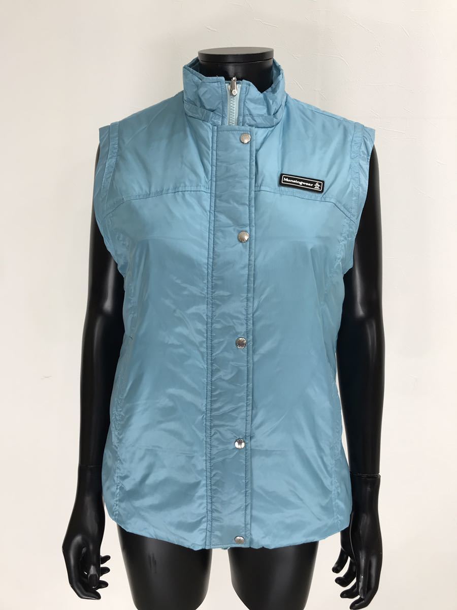 【USED】Munsingwear マンシングウェア ハイネック ノースリーブ ダウン ベスト ジャケット ブルー系 青 レディース L ゴルフウェア