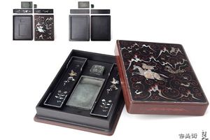 時代物螺鈿細工特大硯箱難あり