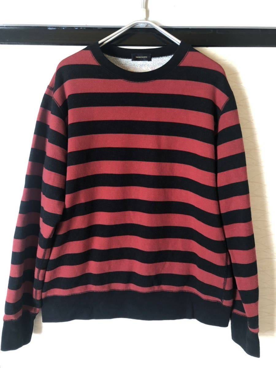 【美品】アンダーカバー14AW UNDERCOVERISM BORDER PRINT CREWNWCK SWEAT RED×BLACK