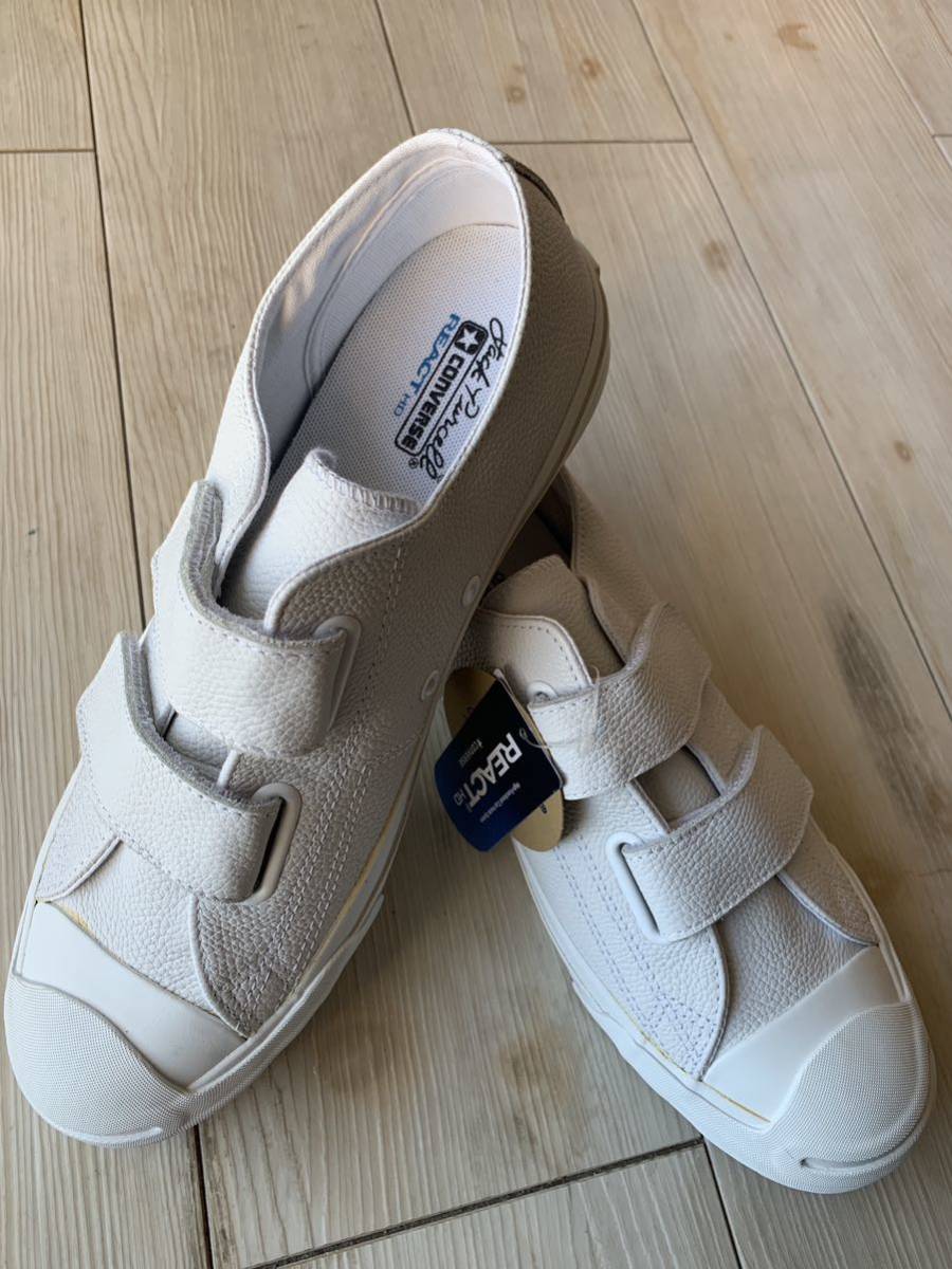 コンバース ジャックパーセル レザー ホワイト マジックテープ 8.5