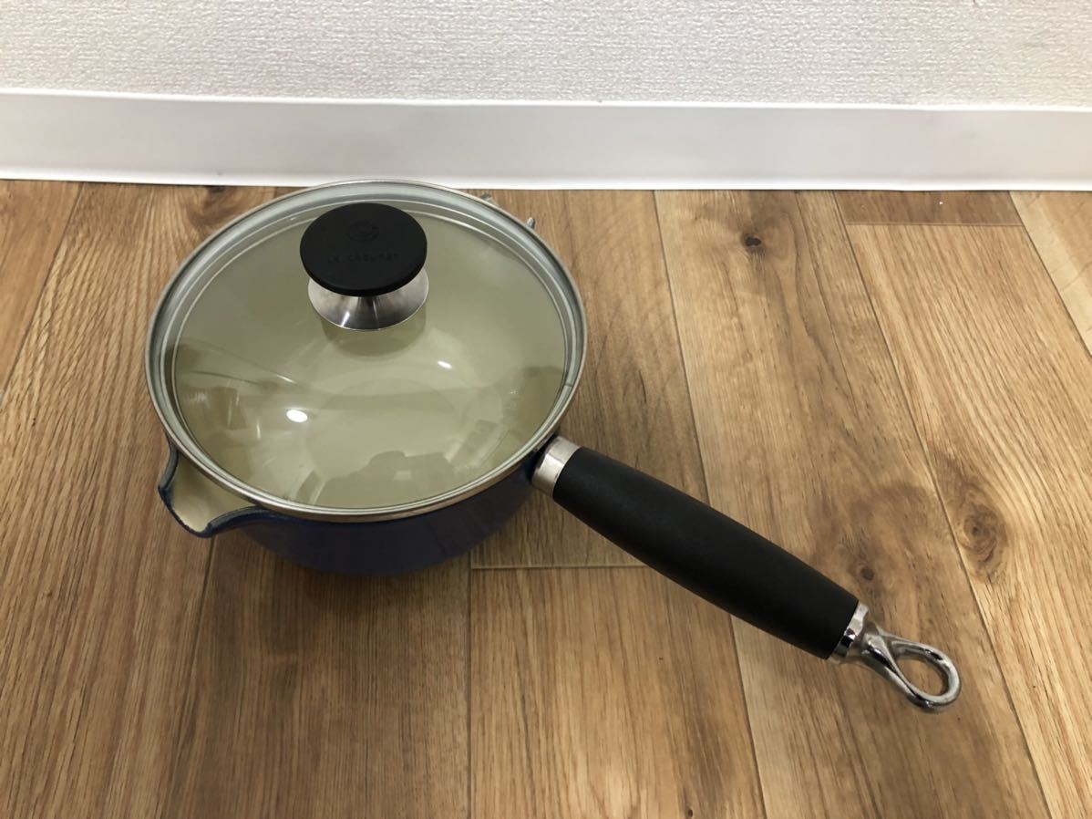 LE CREUSET ル・クルーゼ 16cm ソースパン ミルクパン ブルー ガラス蓋