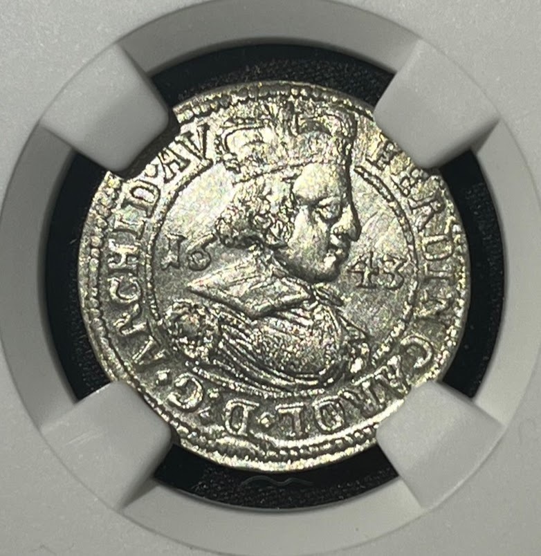 【今月末迄限定セール】 1643年 神聖ローマ帝国 3クロイツァー 銀貨 NGC オーストリア フェルディナント・カール アンティークコイン