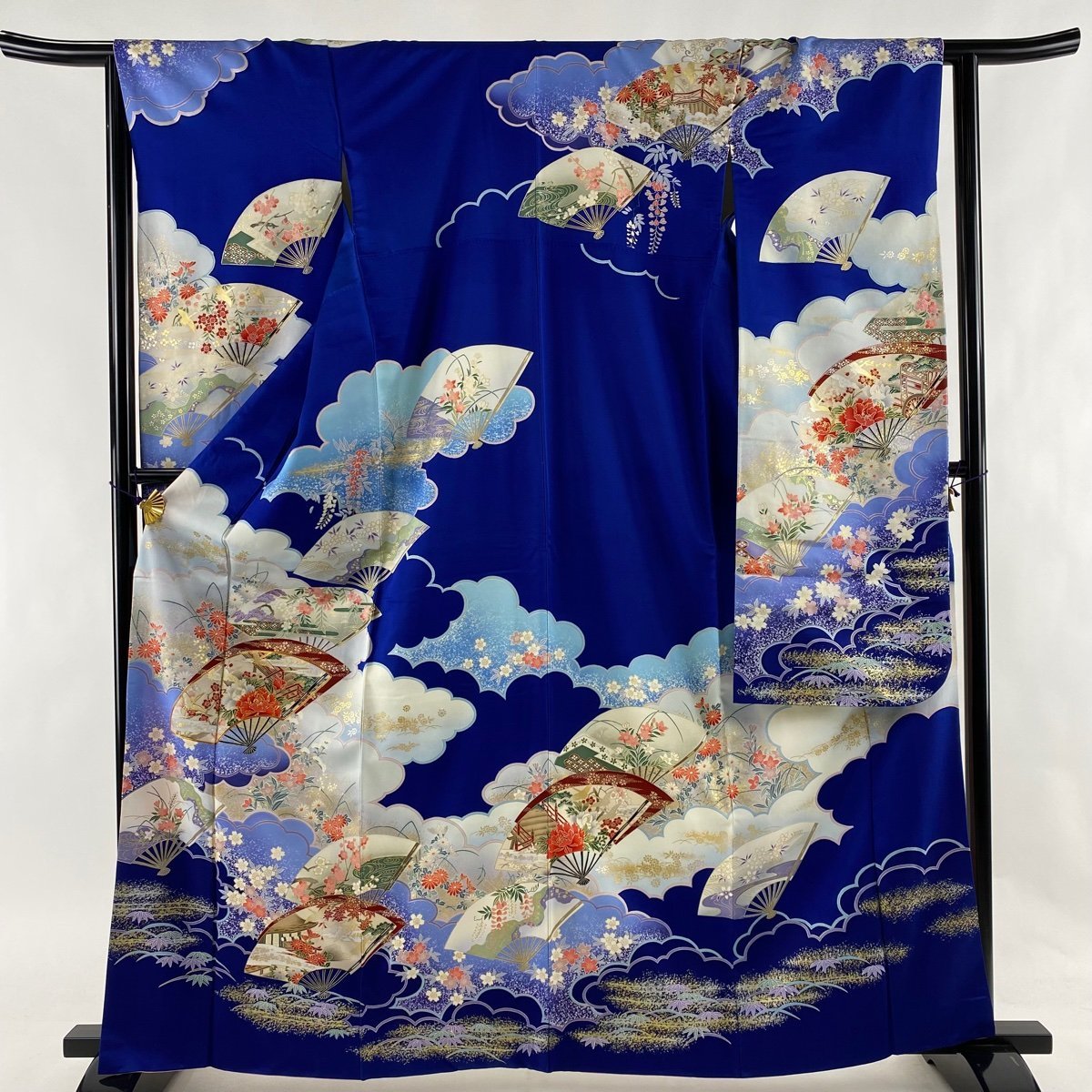 平和屋-こころ店□豪華振袖 総絞り 飛鶴花文 着丈158cm 裄丈64.5cm