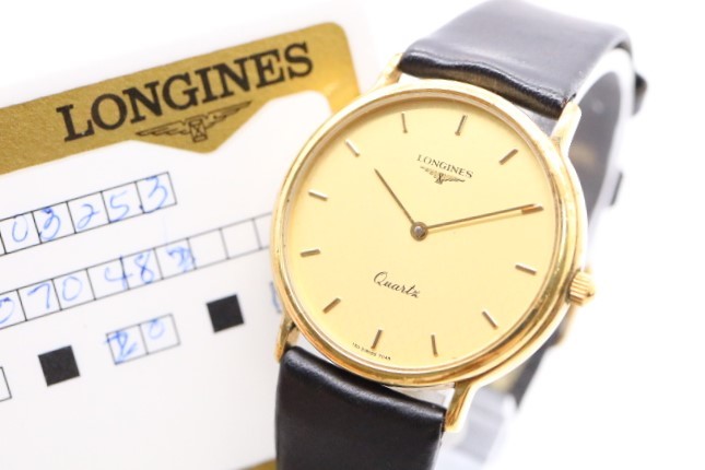 ◎【ト葛】 LONGINES ロンジン 150 7048 クォーツ メンズ 腕時計 ゴールドカラー ギャランティカード 取扱説明書付き CA127EWH45