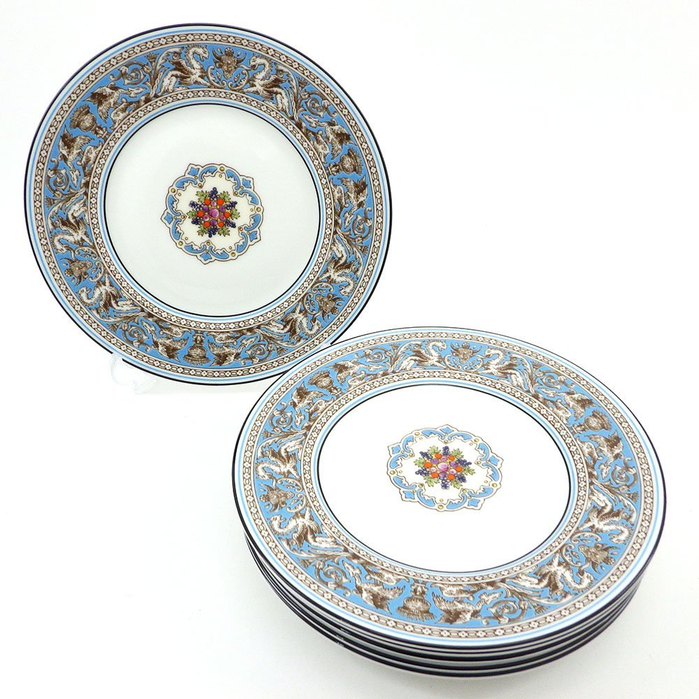 1円～ Wedgwood ウェッジウッド フロレンティーン ターコイズ 17.5cm プレート 計6点 洋食器 陶磁器 10-1697568【O商品】