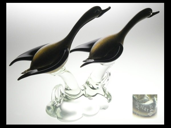 MURANO ムラノ 金彩 トリプル ドルフィン グラス MURANO ムラノ 金彩 トリプル ドルフィン グラス MURANO ムラノ 金彩