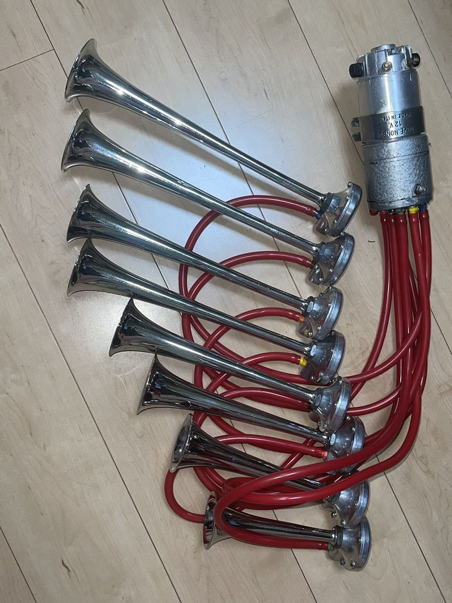 ITALY製 8連ミュージックホーン 鉄ラッパ 希少 旧車 族車 当時物