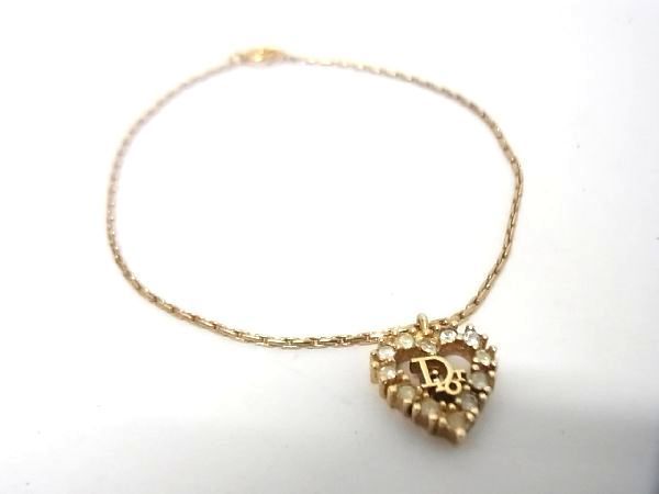 近年.希少◎ クリスチャンディオール ネックレス　 ハート ラインストーン 4連 Christian Dior クリスチャンディオール GP ラインストーン V