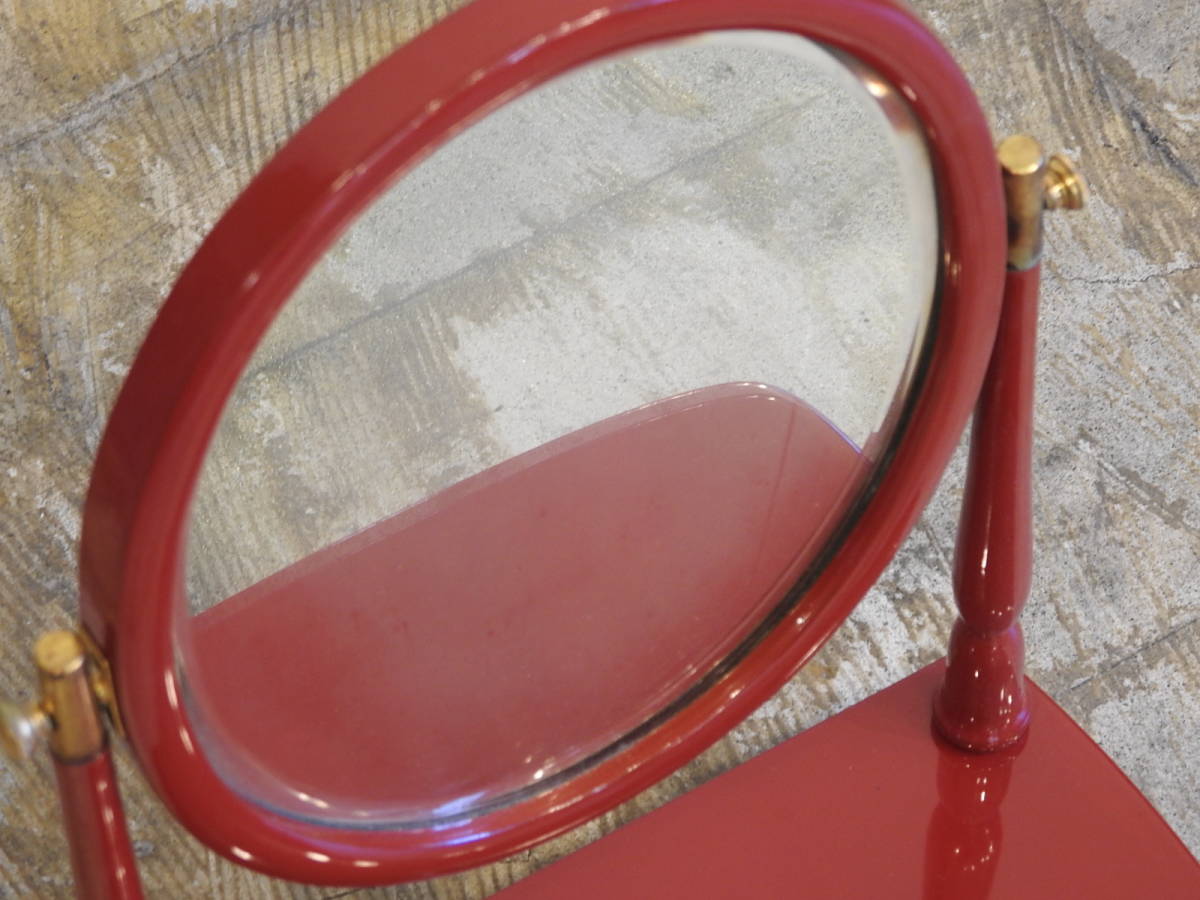 80s ミッドセンチュリースペースエイジレトロポップ赤金属ミラードレッサー