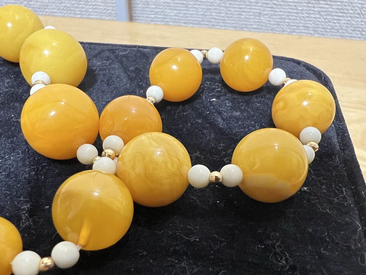 琥珀ネックレス 高島屋 蜜蝋琥珀 ハニーアンバー 乳白琥珀 ロイヤル