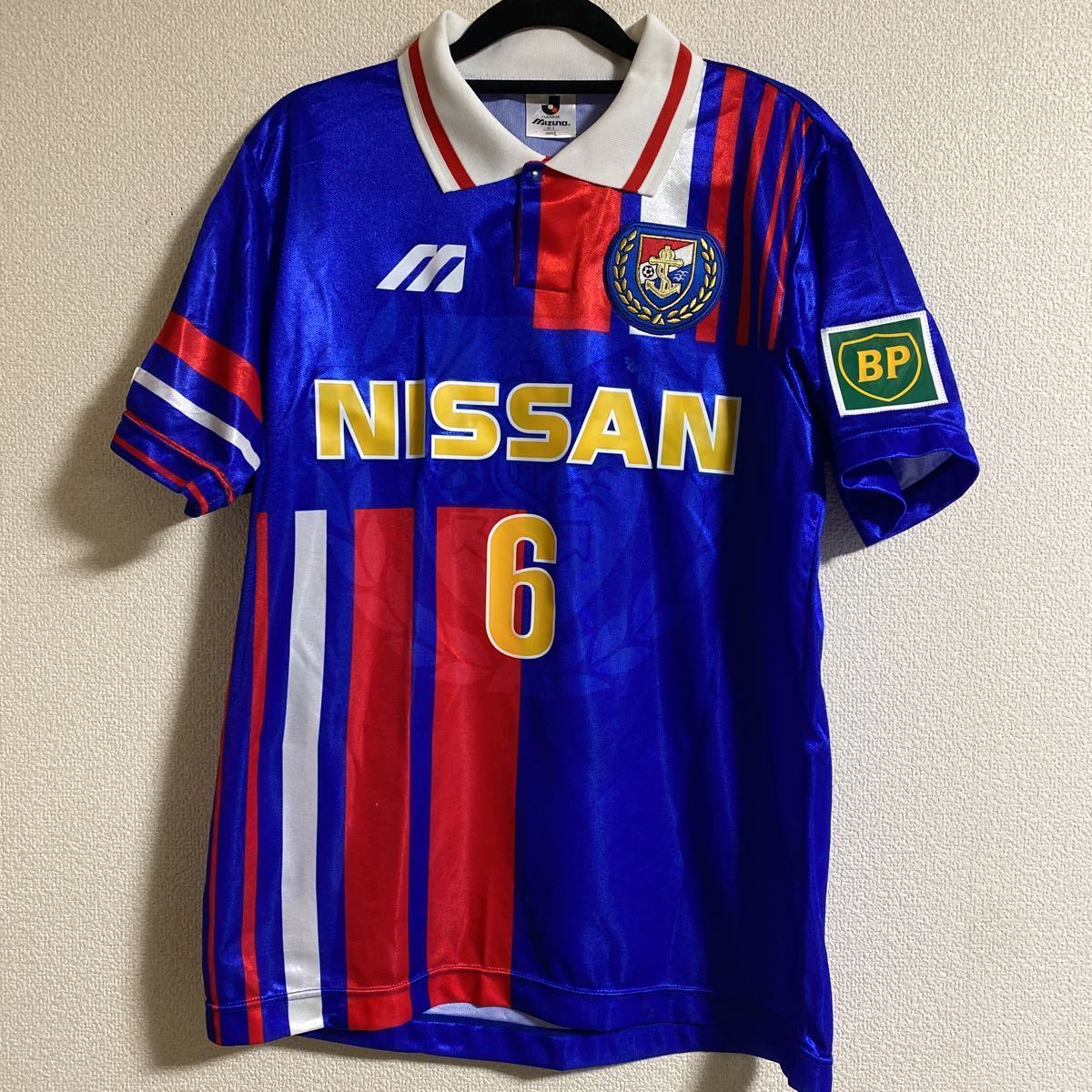 横浜マリノス 95-96ユニフォームミズノ製 横浜マリノス 1995 HOME #6 半袖 ユニフォーム L ミズノ Mizuno 1st
