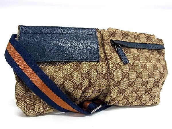 1円 □美品□ GUCCI グッチ 28560 2123 GGキャンバス×レザー 