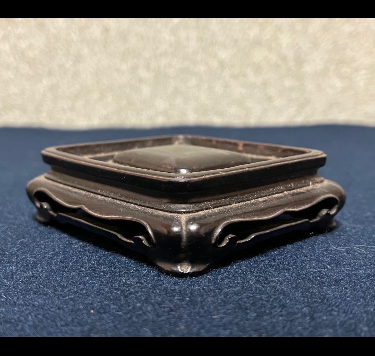 【樂】中国古玩 唐木 紫檀 四方 香炉台 唐木台 2