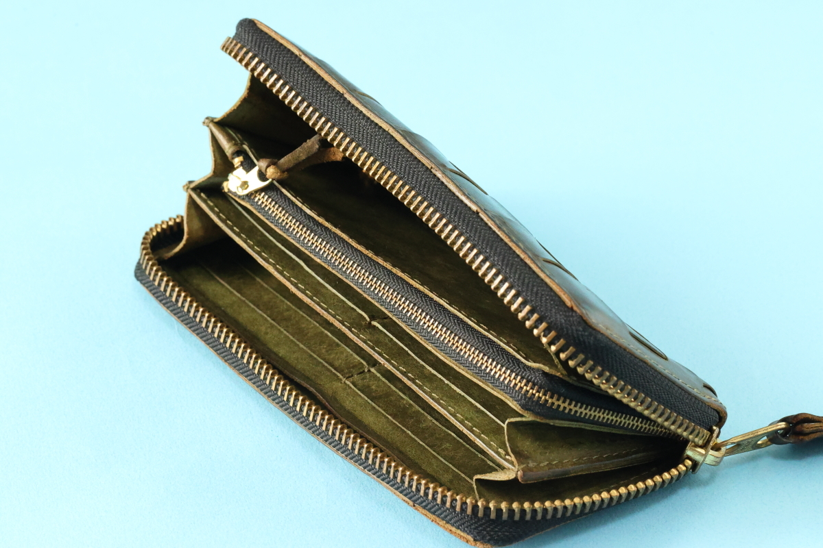 Ryu MESH GRAND ZIP (L) WALLET Khaki 長財布(長財布（小銭入れあり 