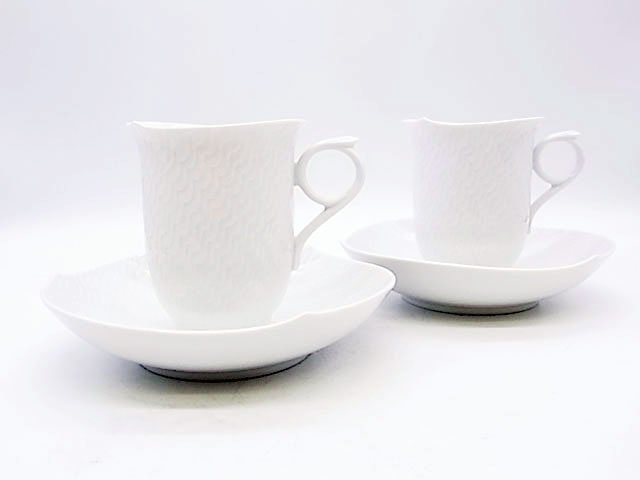 g17024　meissen　マイセン　カップ＆ソーサー　波の戯れ　2客セット　USED　②