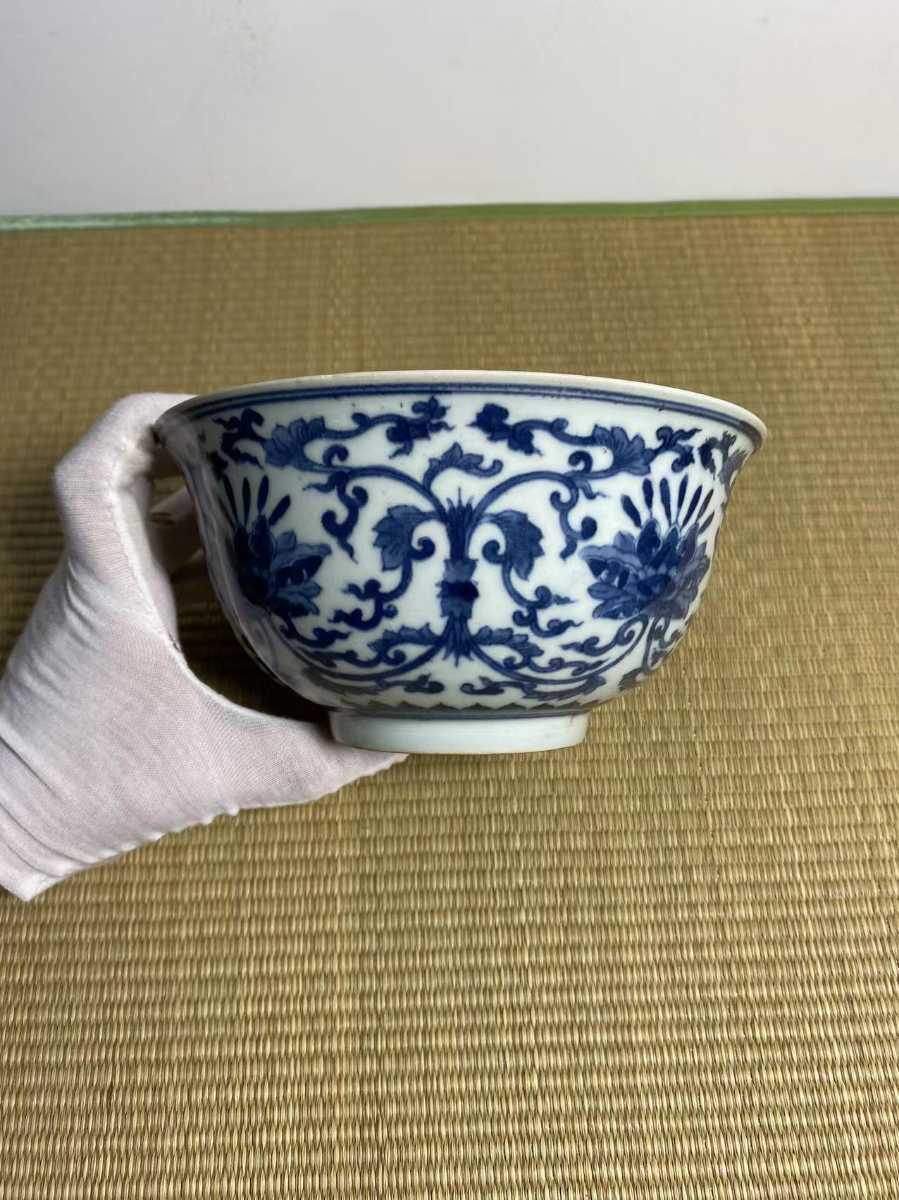 中国美術青花碗清代唐物 白かっ